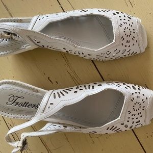 White "Lace" leather wedges size 8